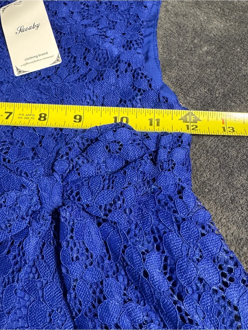 Saeaby Girls 6/7 Royal Blue Floral Lace Bow Party Dress NWT